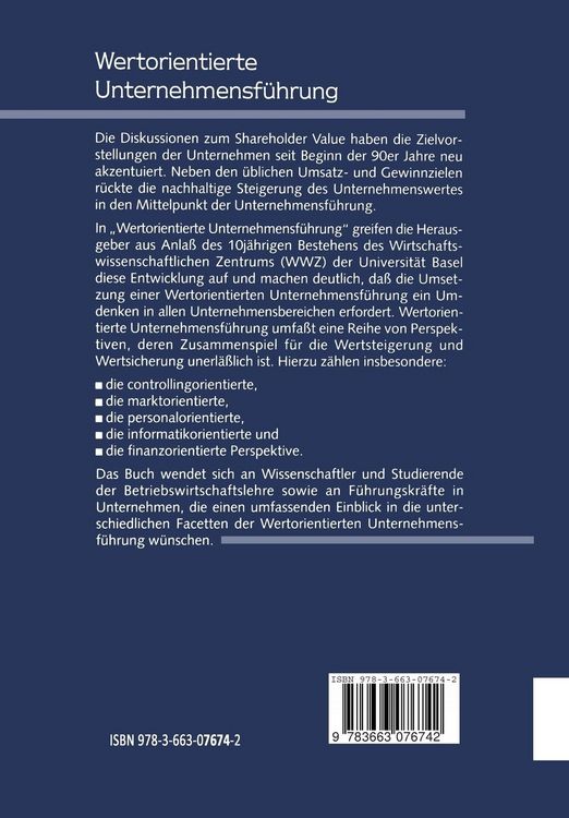 Produktbild: Wertorientierte Unternehmensf&uuml;hrung