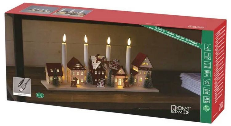 Produktbild: Konstsmide 3206-100 LED-Silhouette Dorf Warmwei&szlig; LED Natur Timer