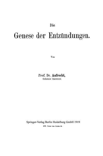 Produktbild: Die Genese der Entz&uuml;ndungen