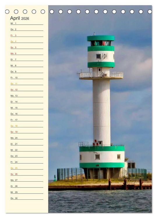 Produktbild: Deutsche Leuchtt&uuml;rme - maritimer Geburtstagsplaner (Tischkalender 2026 DIN A5 hoch), CALVENDO Monatskalender