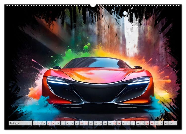 Produktbild: Coole KI-generierte SPORTWAGEN (hochwertiger Premium Wandkalender 2026 DIN A2 quer), Kunstdruck in Hochglanz