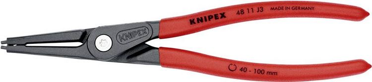 Produktbild: Knipex 48 11 J3 Seegeringzange Passend f&uuml;r (Seegeringzangen) Innenringe 40-100 mm Spitzenform (Details) gerade