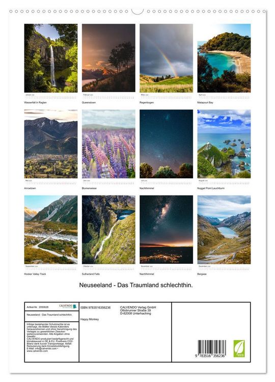 Produktbild: Neuseeland - Das Traumland schlechthin. (hochwertiger Premium Wandkalender 2026 DIN A2 hoch), Kunstdruck in Hochglanz