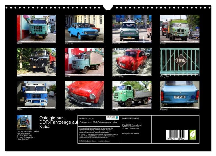 Produktbild: Ostalgie pur - DDR-Fahrzeuge auf Kuba (Wandkalender 2026 DIN A3 quer), CALVENDO Monatskalender