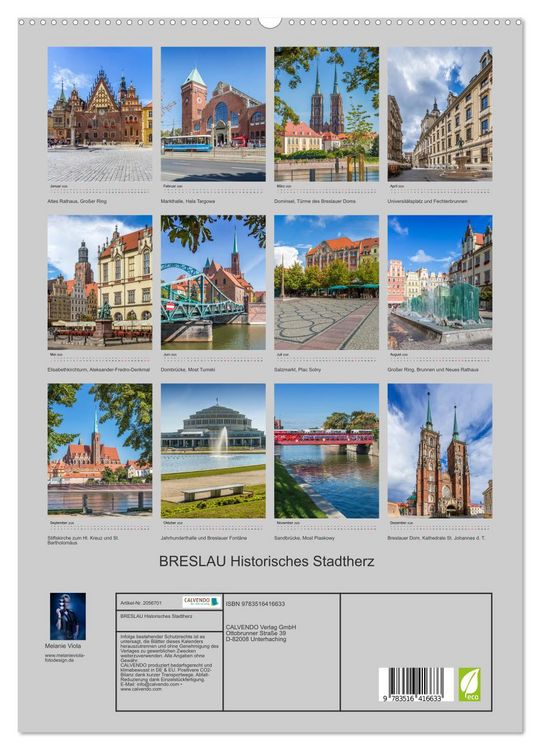 Produktbild: BRESLAU Historisches Stadtherz (hochwertiger Premium Wandkalender 2026 DIN A2 hoch), Kunstdruck in Hochglanz