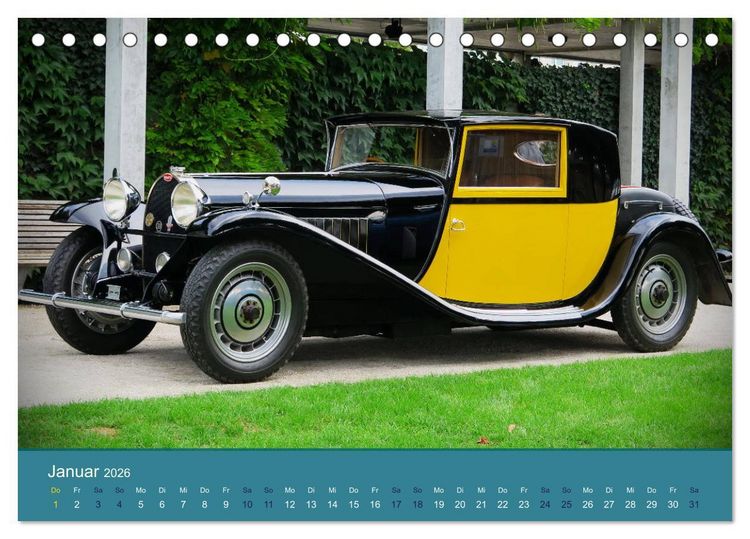 Produktbild: Bugatti - fahrende Kunstwerke (Tischkalender 2026 DIN A5 quer), CALVENDO Monatskalender