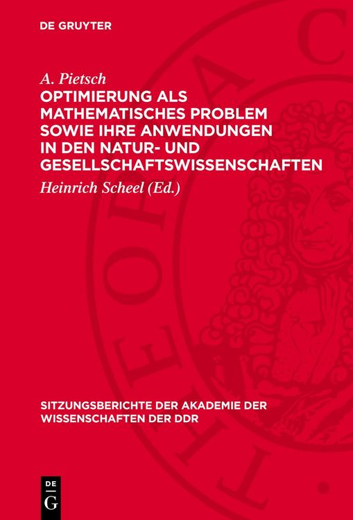 Produktbild: Optimierung als mathematisches Problem sowie ihre Anwendungen in den Natur- und Gesellschaftswissenschaften