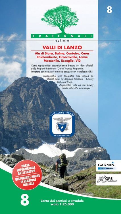 Produktbild: Carta n. 8. Valli di Lanzo. Carta dei sentieri 1:25.000