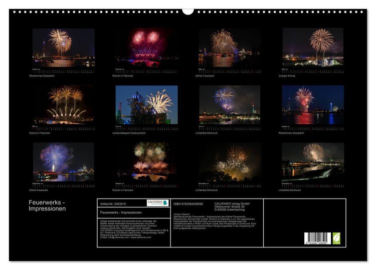 Produktbild: Feuerwerks - Impressionen (Wandkalender 2027 DIN A2 quer), CALVENDO Monatskalender