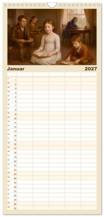 Produktbild: Familienplaner 2027 - Jane Austen mit 5 Spalten (Wandkalender, 21 x 45 cm) CALVENDO