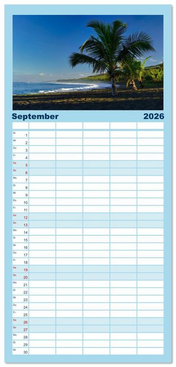 Produktbild: Familienplaner 2026 - La Reunion - Traumhafte K&uuml;sten und Hochgebirge mit 5 Spalten (Wandkalender, 21 x 45 cm) CALVENDO