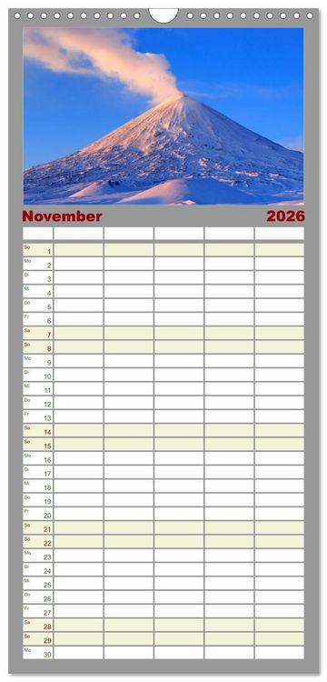Produktbild: Familienplaner 2026 - Vulkane - Beeindruckende Feuerberge mit 5 Spalten (Wandkalender, 21 x 45 cm) CALVENDO