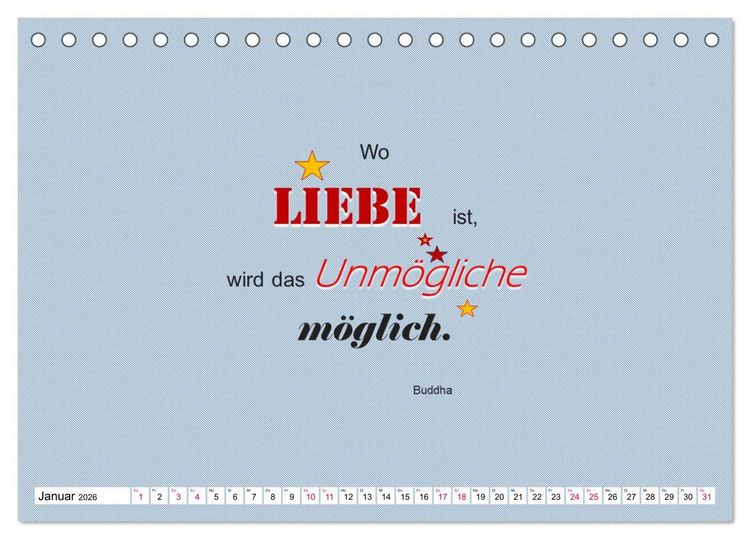 Produktbild: Zitate und Spr&uuml;che In Sachen LIEBE (Tischkalender 2026 DIN A5 quer), CALVENDO Monatskalender