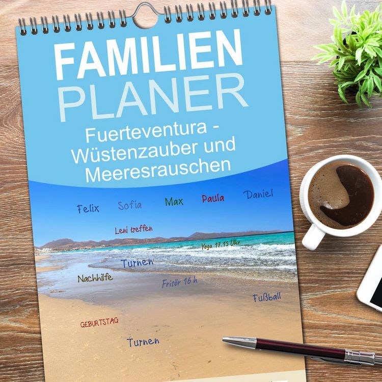 Produktbild: Familienplaner 2026 - Fuerteventura - W&uuml;stenzauber und Meeresrauschen mit 5 Spalten (Wandkalender, 21 x 45 cm) CALVENDO