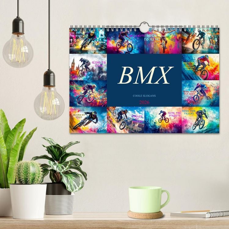 Produktbild: BMX - Coole Slogans (Wandkalender 2026 DIN A4 quer), CALVENDO Monatskalender