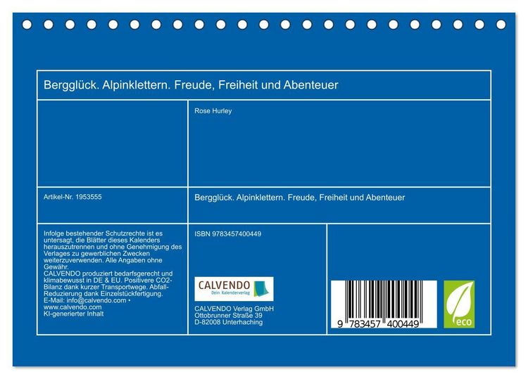 Produktbild: Berggl&uuml;ck. Alpinklettern. Freude, Freiheit und Abenteuer (Tischkalender 2026 DIN A5 quer), CALVENDO Monatskalender