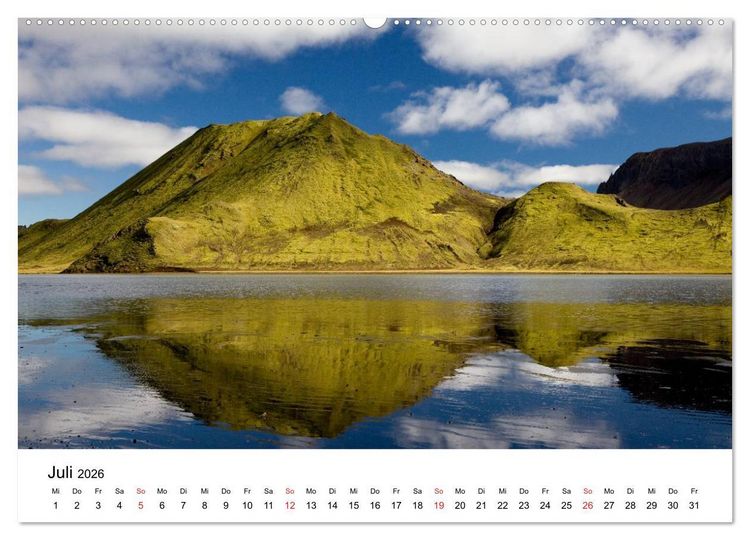 Produktbild: Island Natur pur (Wandkalender 2026 DIN A2 quer), CALVENDO Monatskalender