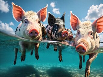 Produktbild: CALVENDO Puzzle Schwimmschweine vergn&uuml;gen sich in den Wellen | 1000 Teile Lege-Gr&ouml;&szlig;e 64x48cm Foto-Puzzle f&uuml;r gl&uuml;ckliche Stunden