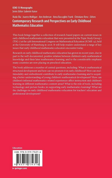 Produktbild: Contemporary Research and Perspectives on Early Childhood Mathematics Education