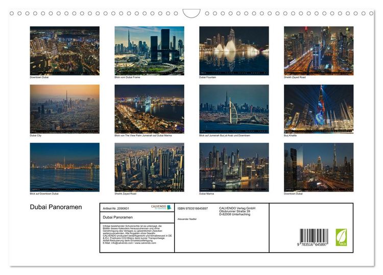 Produktbild: Dubai Panoramen (Wandkalender 2026 DIN A3 quer), CALVENDO Monatskalender