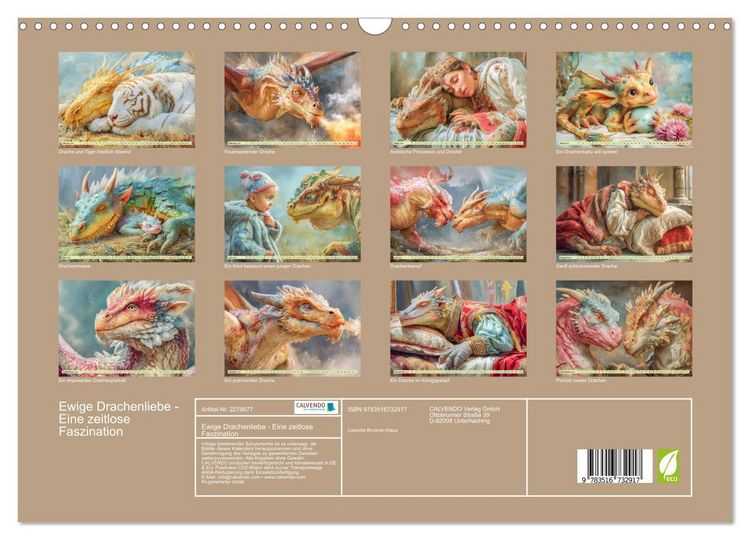 Produktbild: Ewige Drachenliebe - Eine zeitlose Faszination (Wandkalender 2026 DIN A3 quer), CALVENDO Monatskalender