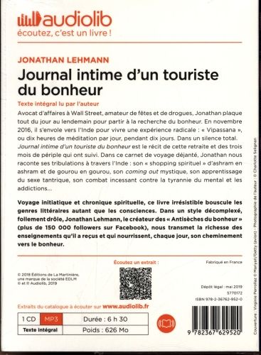 Produktbild: Journal intime d'un touriste du bonheur