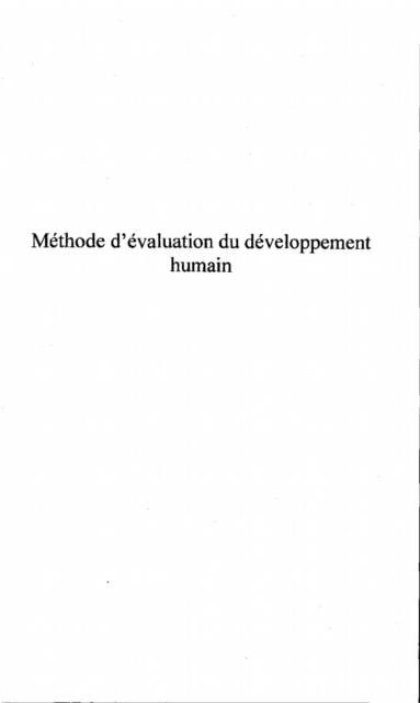 Produktbild: Methode d'evaluation du developpement hu