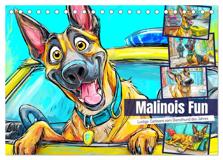 Produktbild: Malinois Fun. Lustige Cartoons vom Diensthund des Jahres! (Tischkalender 2026 DIN A5 quer), CALVENDO Monatskalender