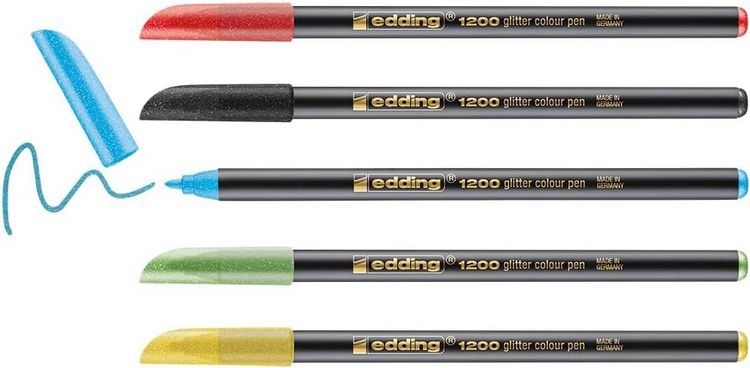 Produktbild: edding 1200 glitzer Fasermaler 5er-Set basic