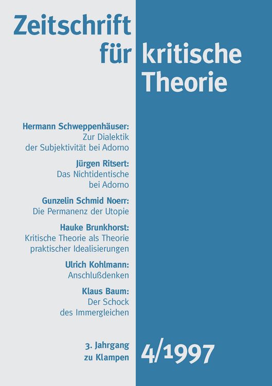 Produktbild: Zeitschrift f&uuml;r kritische Theorie / Zeitschrift f&uuml;r kritische Theorie, Heft 4 (1997)