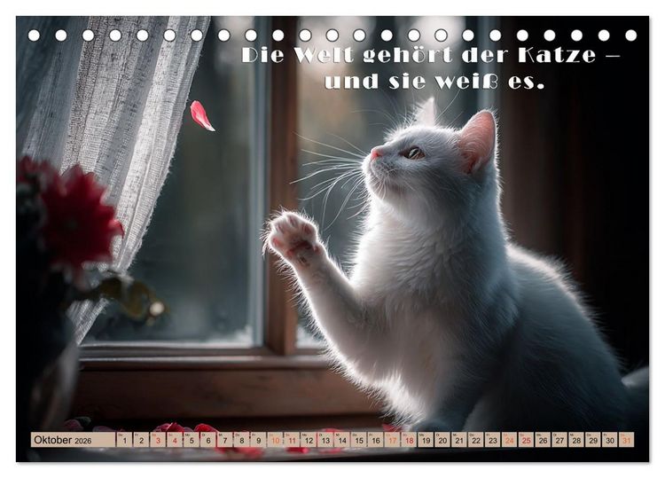 Produktbild: Miau-velous Pfotenpoesie (Tischkalender 2026 DIN A5 quer), CALVENDO Monatskalender