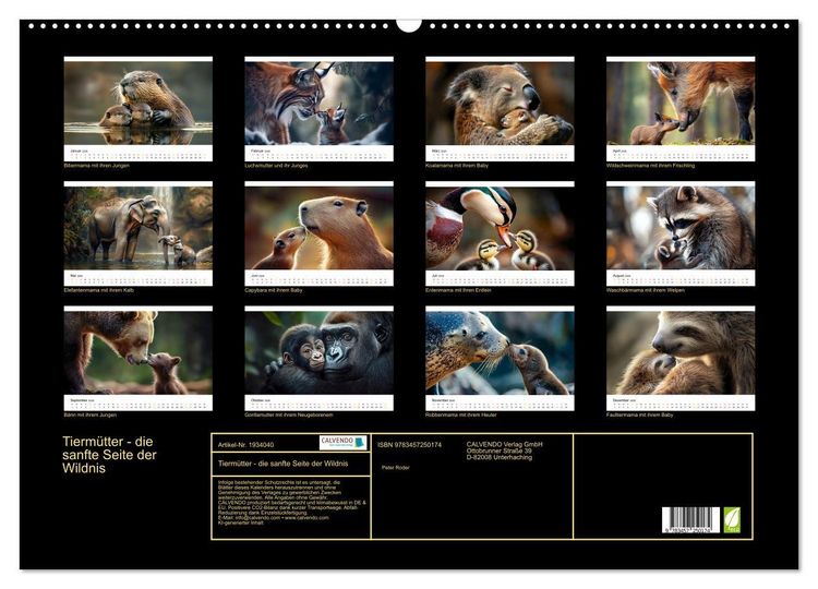 Produktbild: Tierm&uuml;tter - die sanfte Seite der Wildnis (Wandkalender 2026 DIN A2 quer), CALVENDO Monatskalender