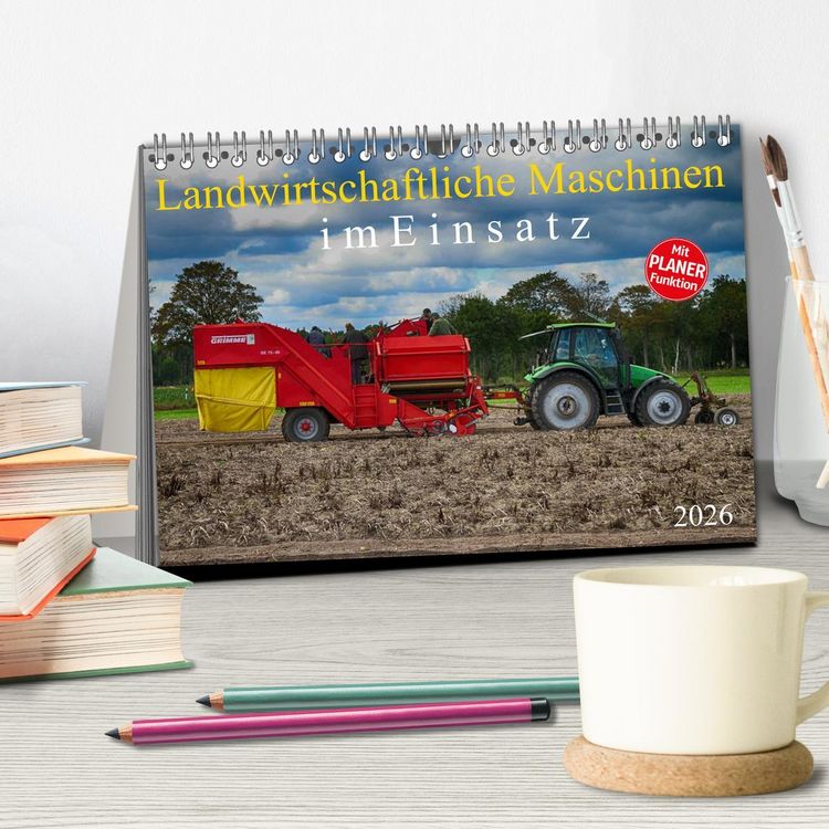 Produktbild: Landwirtschaftliche Maschinen im Einsatz (Tischkalender 2026 DIN A5 quer), CALVENDO Monatskalender