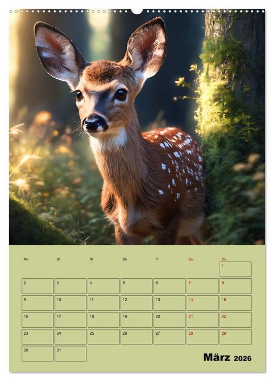 Produktbild: Tierkinder im Zauberwald (hochwertiger Premium Wandkalender 2026 DIN A2 hoch), Kunstdruck in Hochglanz