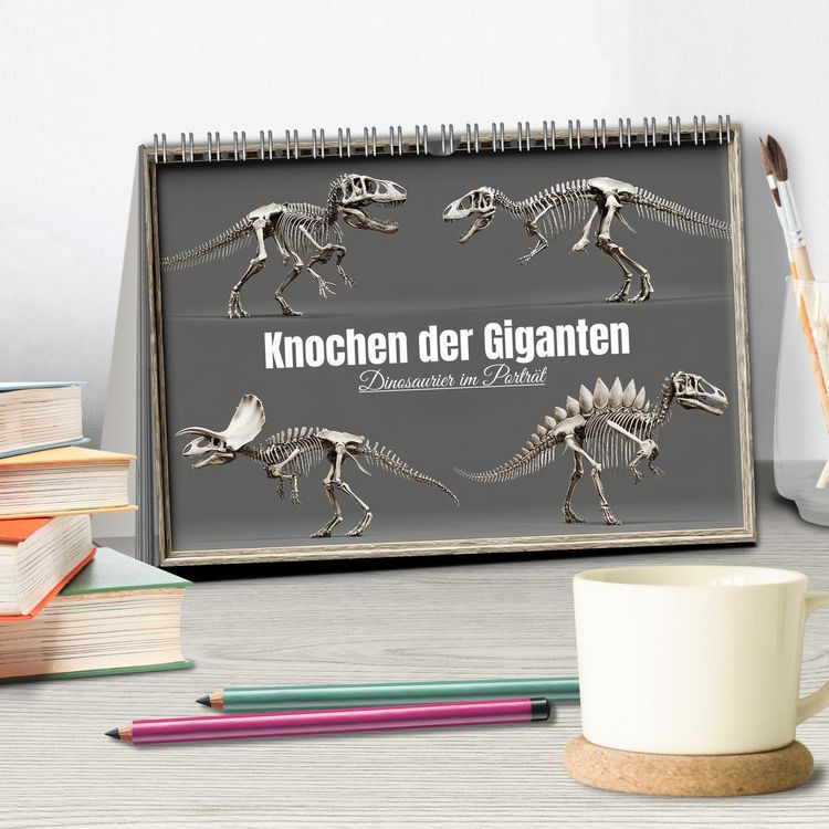 Produktbild: Knochen der Giganten - Dinosaurier im Portr&auml;t (Tischkalender 2026 DIN A5 quer), CALVENDO Monatskalender