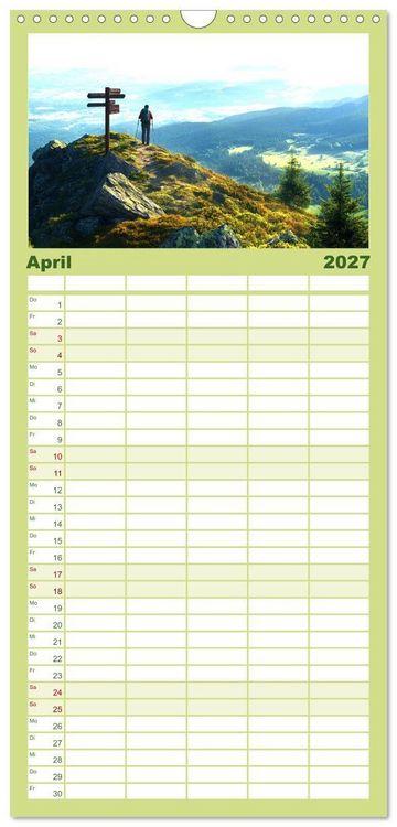 Produktbild: Familienplaner 2027 - Wandergl&uuml;ck - Momente der Freiheit in der Natur mit 5 Spalten (Wandkalender, 21 x 45 cm) CALVENDO