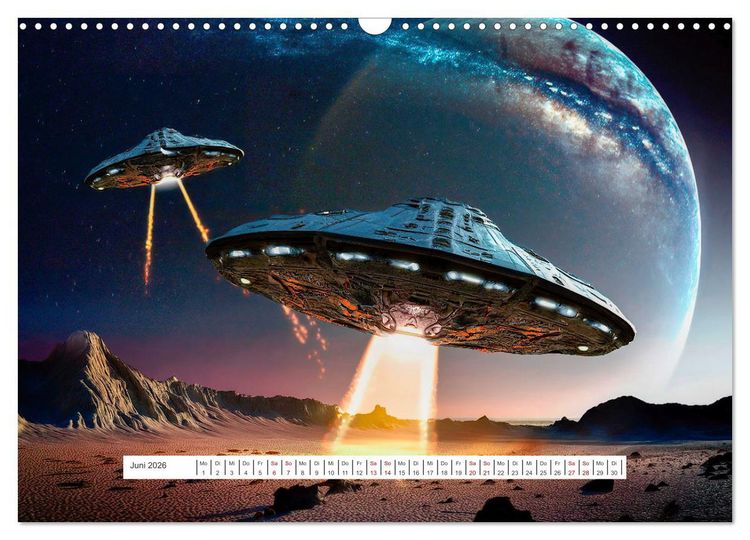 Produktbild: Fliegende Untertasse - Die gro&szlig;e Fantasiereise (Wandkalender 2026 DIN A3 quer), CALVENDO Monatskalender