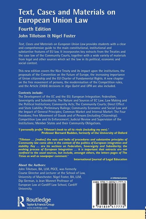 Produktbild: Text, Cases and Materials on European Union Law
