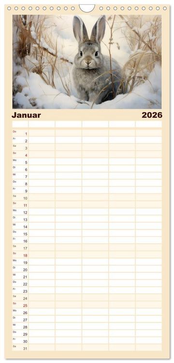 Produktbild: Familienplaner 2026 - Hasenliebe mit 5 Spalten (Wandkalender, 21 x 45 cm) CALVENDO