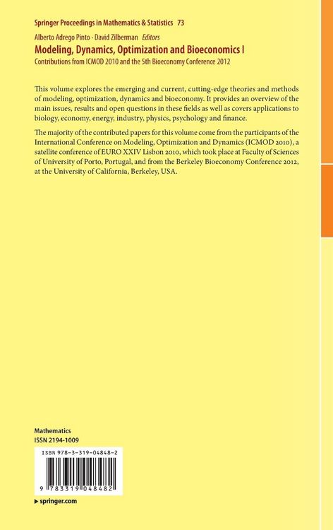 Produktbild: Modeling, Dynamics, Optimization and Bioeconomics I