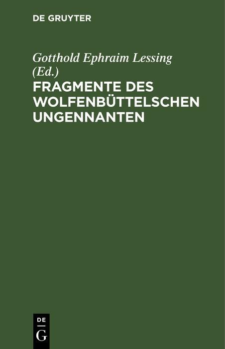 Produktbild: Fragmente des Wolfenb&uuml;ttelschen Ungennanten