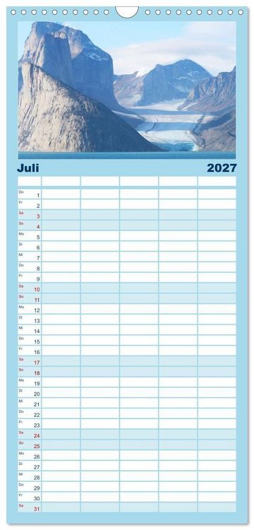 Produktbild: Familienplaner 2027 - Arktis und Antarktis - Eisig durch das Jahr mit 5 Spalten (Wandkalender, 21 x 45 cm) CALVENDO