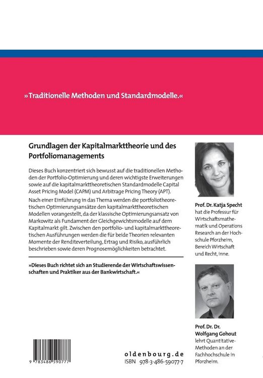 Produktbild: Grundlagen der Kapitalmarkttheorie und des Portfoliomanagements
