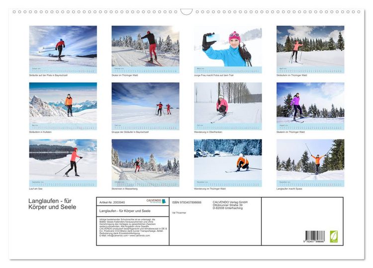 Produktbild: Langlaufen - f&uuml;r K&ouml;rper und Seele (Wandkalender 2026 DIN A2 quer), CALVENDO Monatskalender