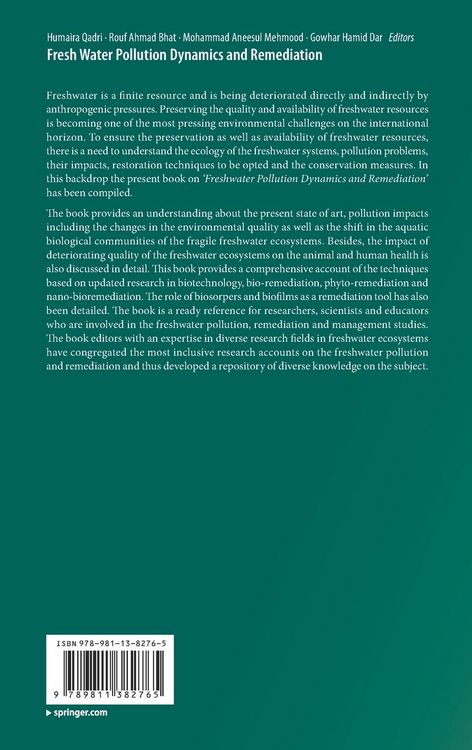 Produktbild: Fresh Water Pollution Dynamics and Remediation
