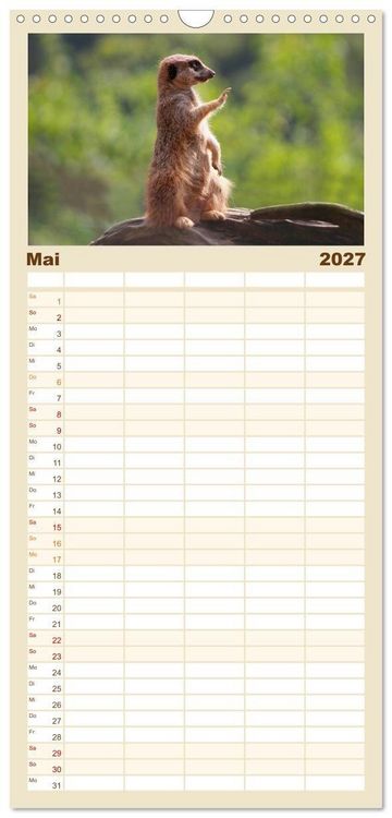 Produktbild: Familienplaner 2027 - Erdm&auml;nnchen mit 5 Spalten (Wandkalender, 21 x 45 cm) CALVENDO