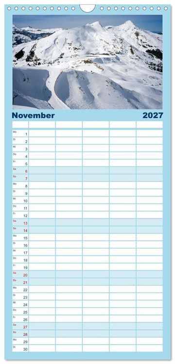 Produktbild: Familienplaner 2027 - Matterhorn - Eiger, M&ouml;nch und Jungfrau: Rund um die zeitlosen Gipfel mit 5 Spalten (Wandkalender, 21 x 45 cm) CALVENDO