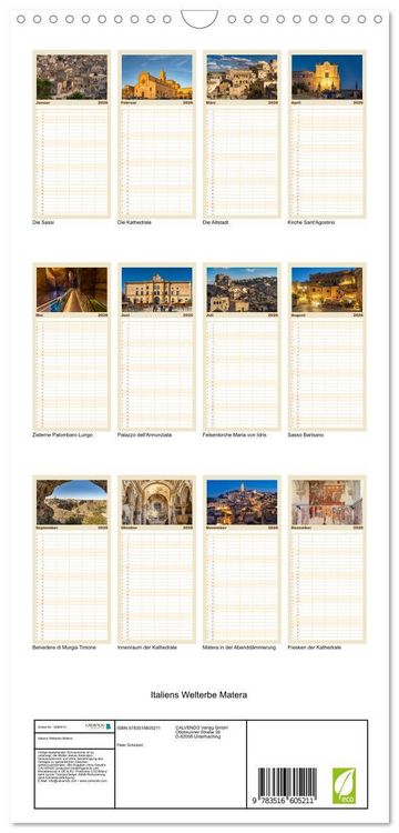 Produktbild: Familienplaner 2026 - Italiens Welterbe Matera mit 5 Spalten (Wandkalender, 21 x 45 cm) CALVENDO