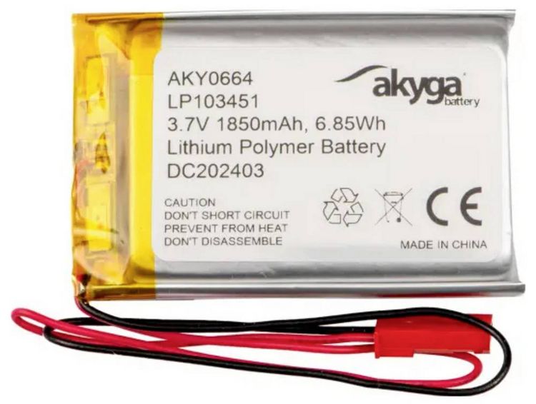 Produktbild: Akyga LP103451 Akkupack x Spezial-Akku LiPo 3.7V 1850 mAh