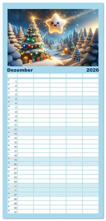 Produktbild: Familienplaner 2026 - Himmelsfunken: Der kleine Stern und seine Reisen mit 5 Spalten (Wandkalender, 21 x 45 cm) CALVENDO